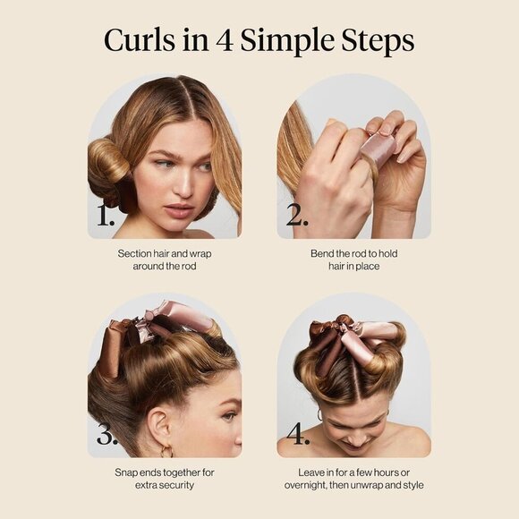 Satin Hair Curlers Heatless Jumbo Flexi Rod Set for All Hair Types 4pcs main image 8